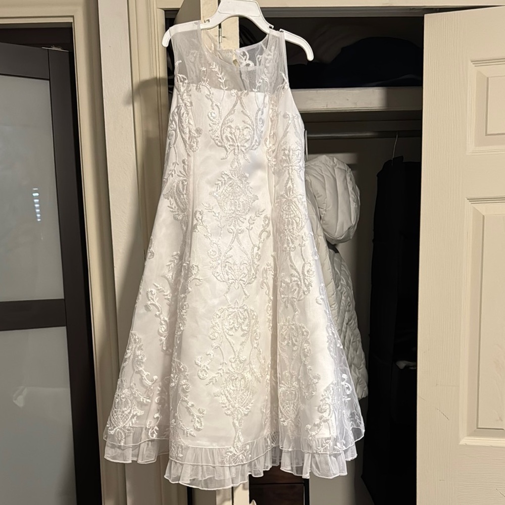 Elegant White Embroidered Kids Dress